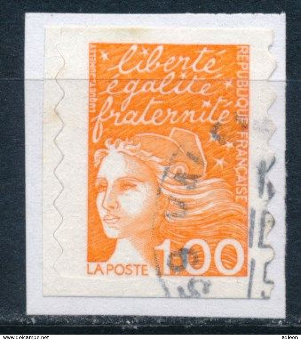 France - Marianne Du 14 Juillet 1,00 Orange Autoadhésif YT A16 (3101) Obl. Sur Fragment - Used Stamps