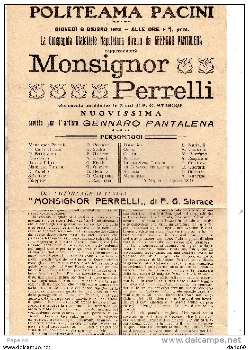 1912 POLITEAMA PACINI - Programmes