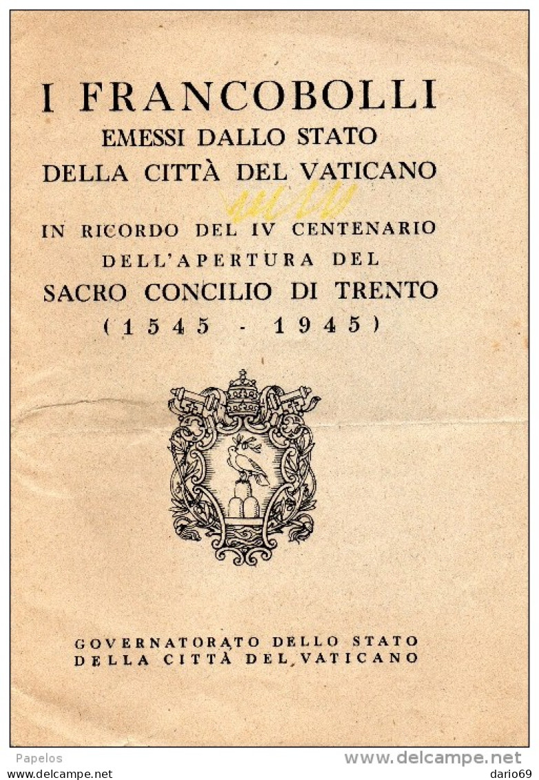 1945 LIBRETTO - I FRANCOBOLLI EMESSI DA CITTÀ DEL VATICANO - Documents Historiques