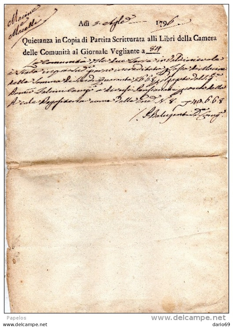 1796 LETTERA - Historische Dokumente