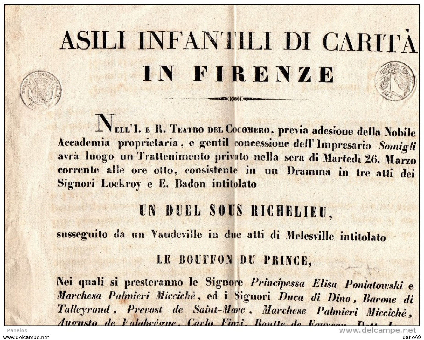 TEATRO DEL COCOMERO FIRENZE - Historical Documents