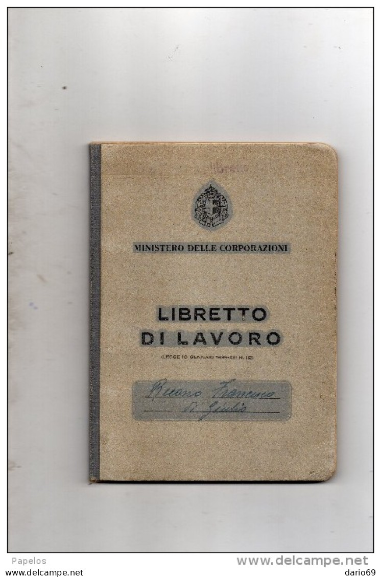 1939 LIBRETTO DI LAVORO - Documents Historiques
