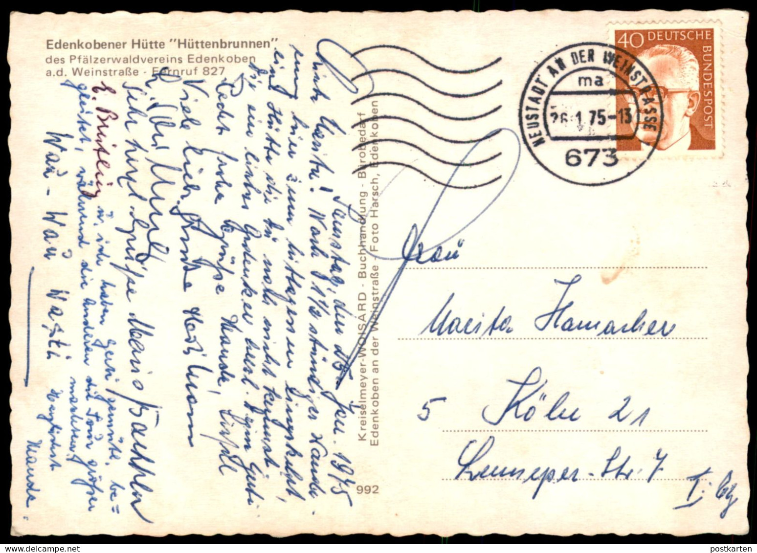 ÄLTERE POSTKARTE EDENKOBEN WEINSTRASSE EDENKOBENER HÜTTE HÜTTENBRUNNEN PFÄLZERWALDVEREIN Ansichtskarte AK Cpa Postcard - Edenkoben