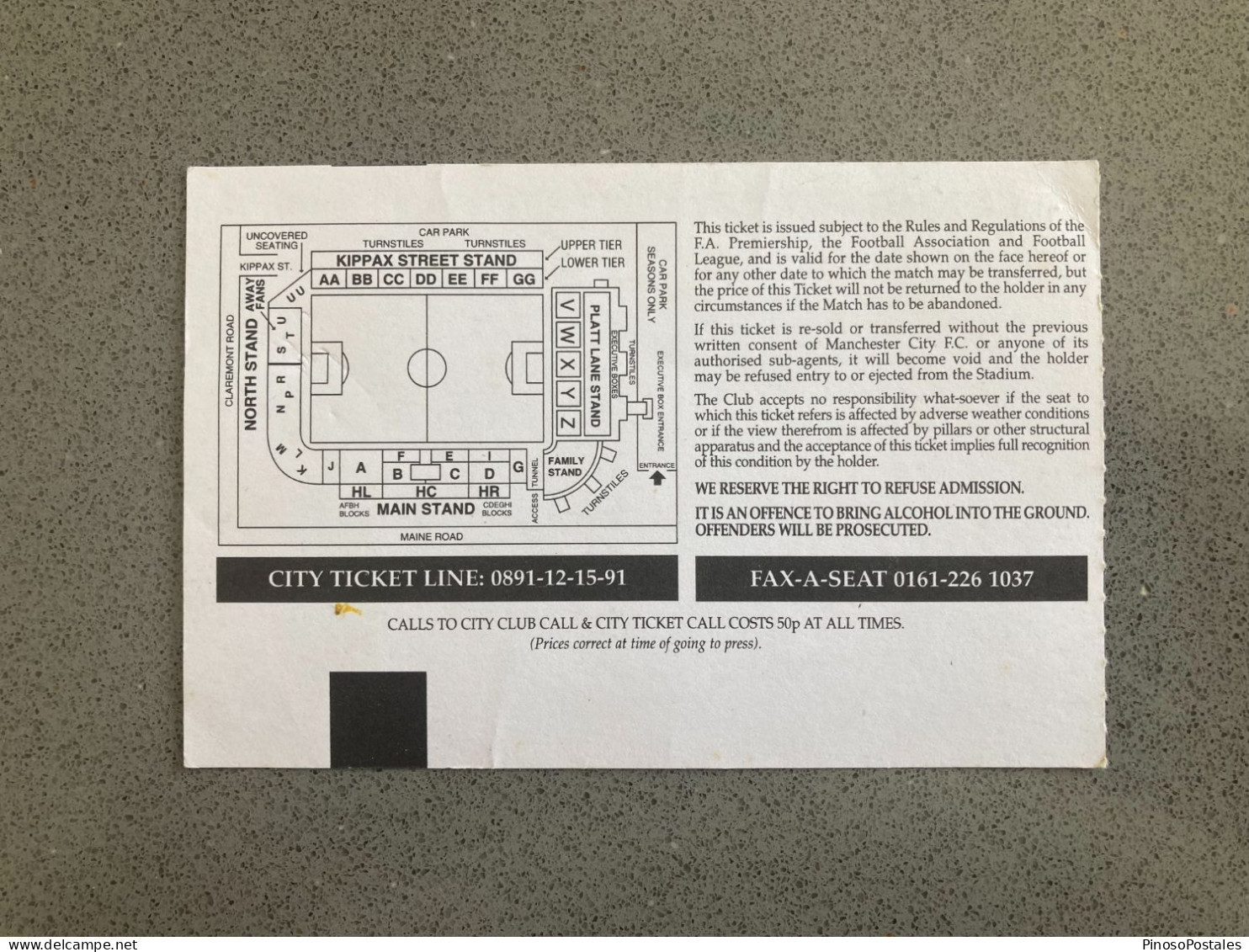 Manchester City V Bradford City 1997-98 Match Ticket - Biglietti D'ingresso