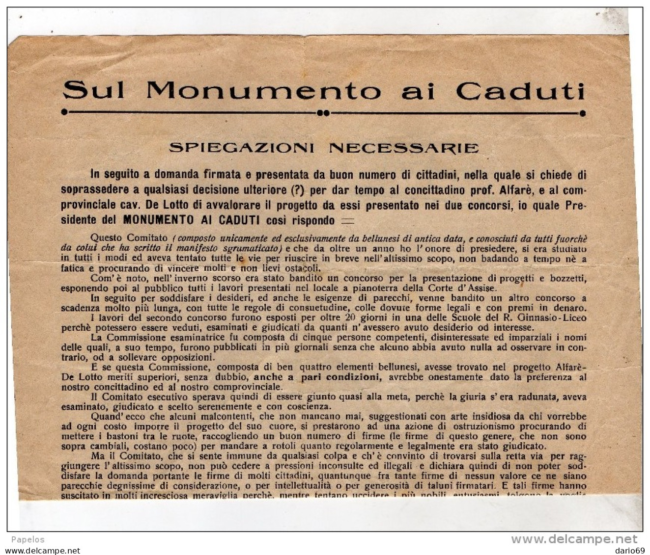 MONUMENTO AI CADUTI - Documents Historiques