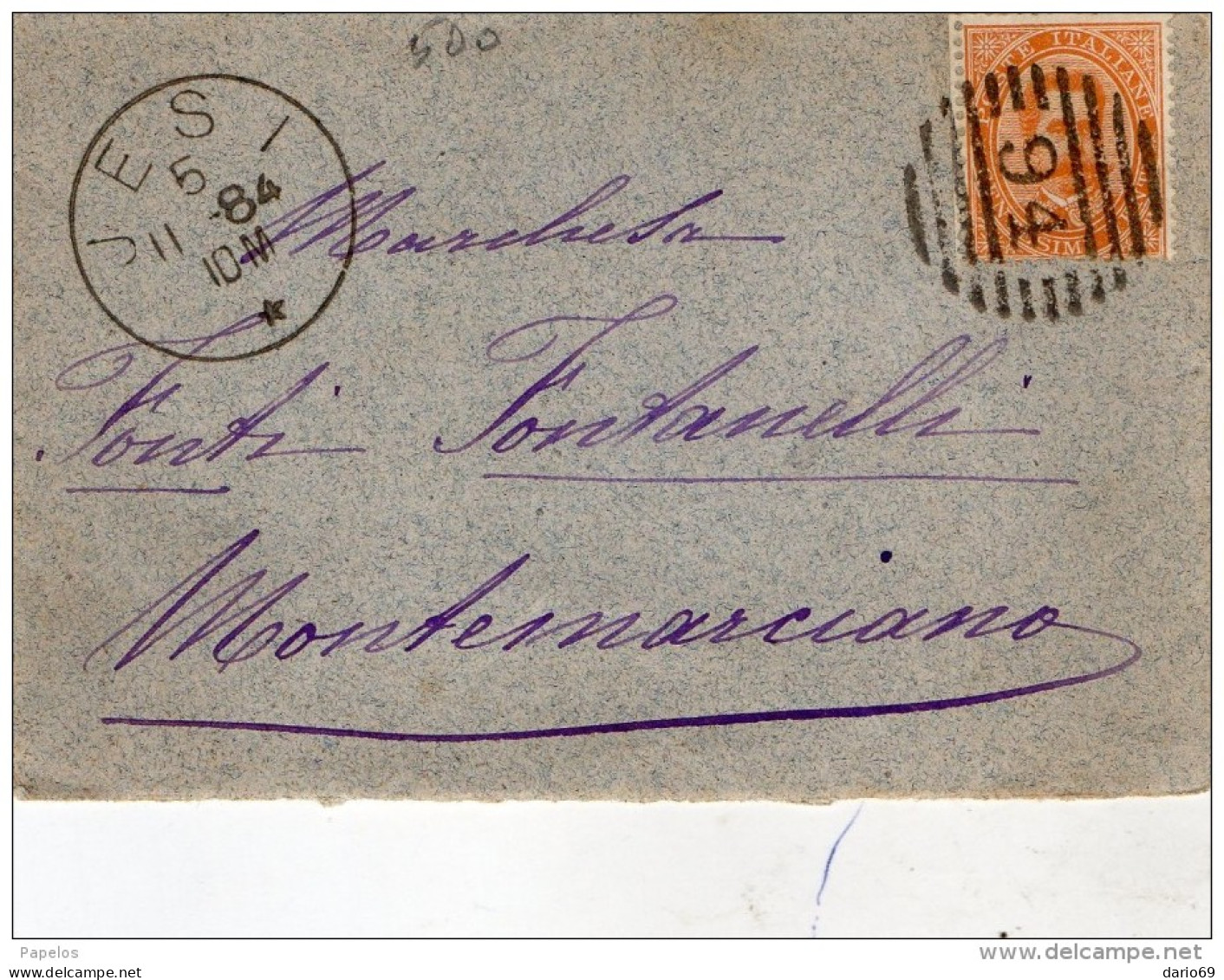 1884  LETTERA CON ANNULLO JESI - Poststempel