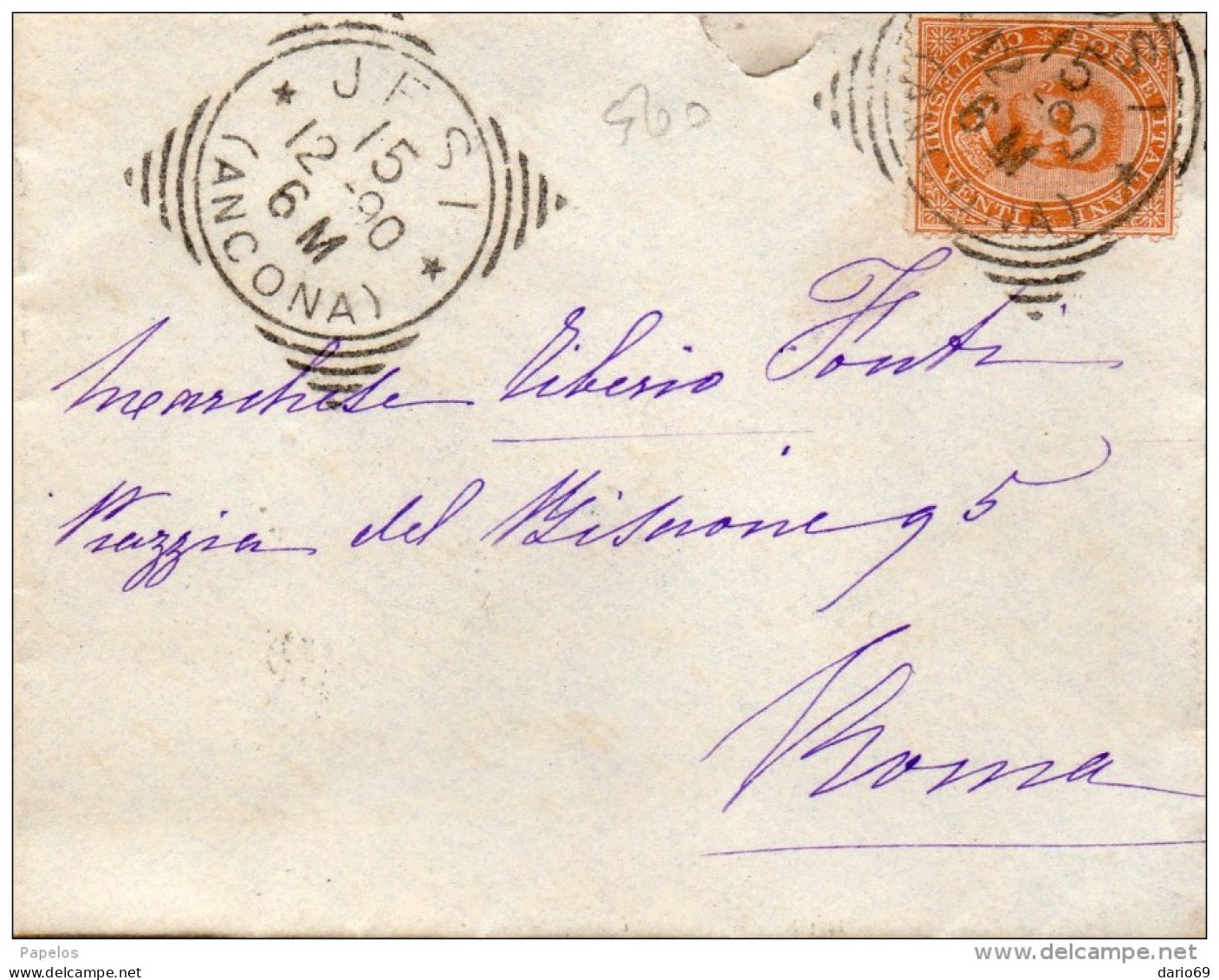 1890  LETTERA CON ANNULLO JESI - Marcofilía