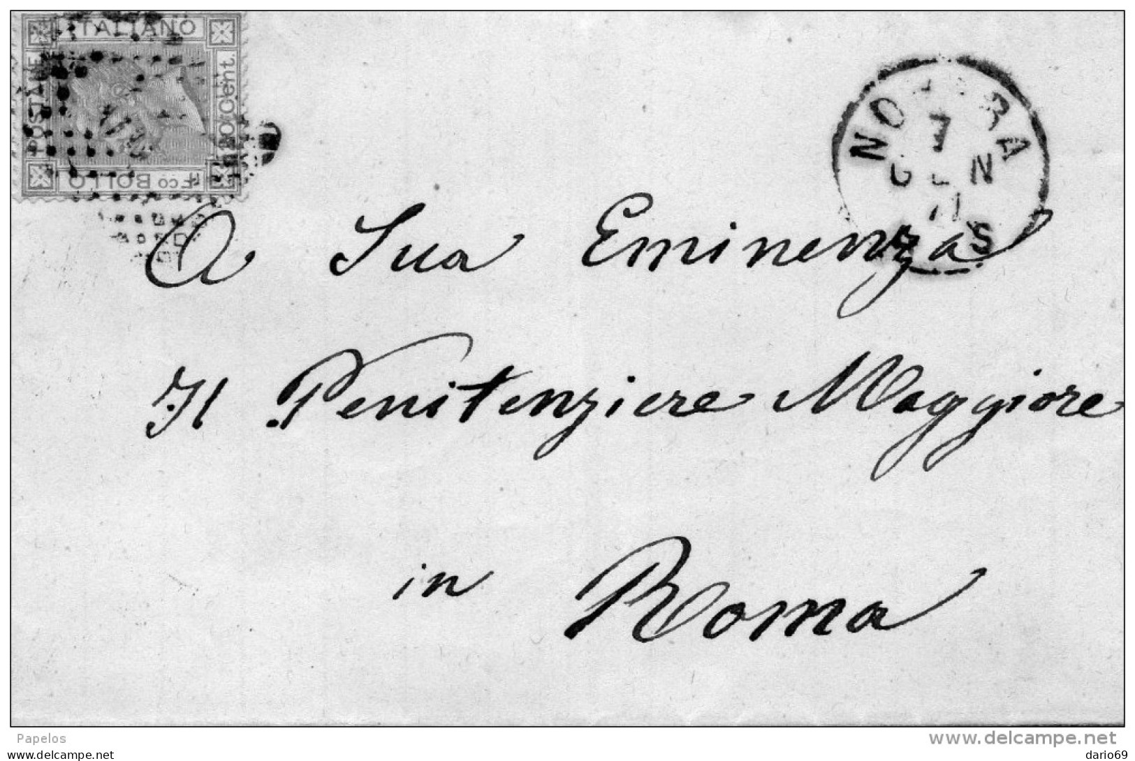 1871  LETTERA CON ANNULLO NOVARA - Storia Postale