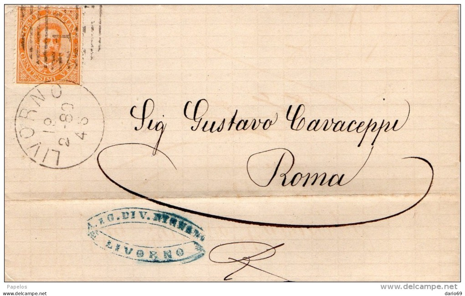 1880  LETTERA CON ANNULLO LIVORNO - Marcophilie