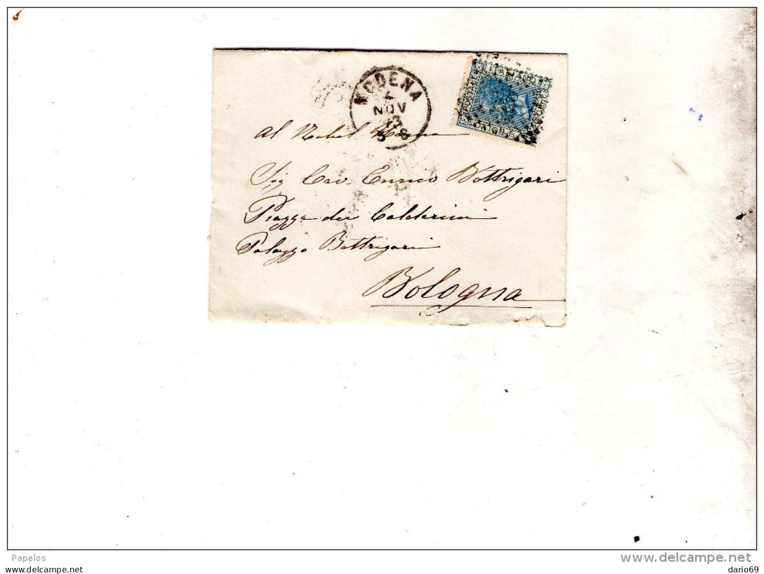 1873  LETTERA CON ANNULLO MODENA - Marcophilie