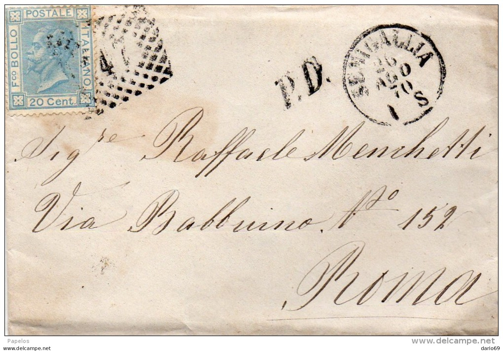 1870  LETTERA CON ANNULLO SENIGALLIA ANCONA - Marcophilie