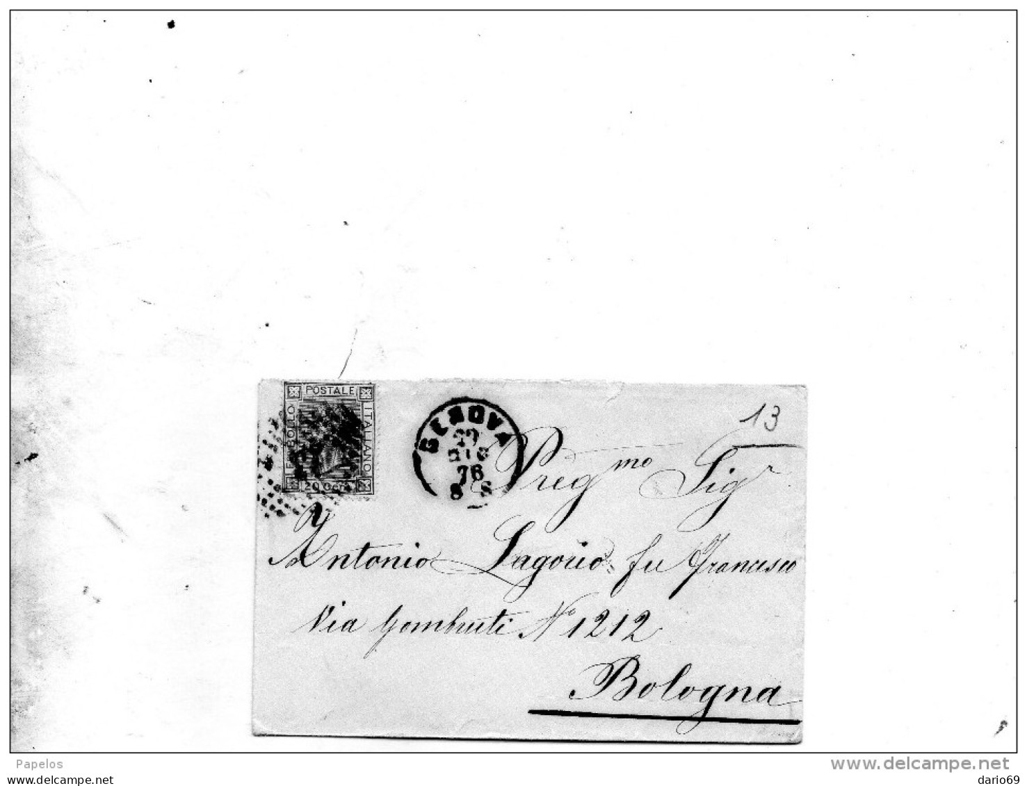 1876  LETTERA CON ANNULLO GENOVA - Marcofilía