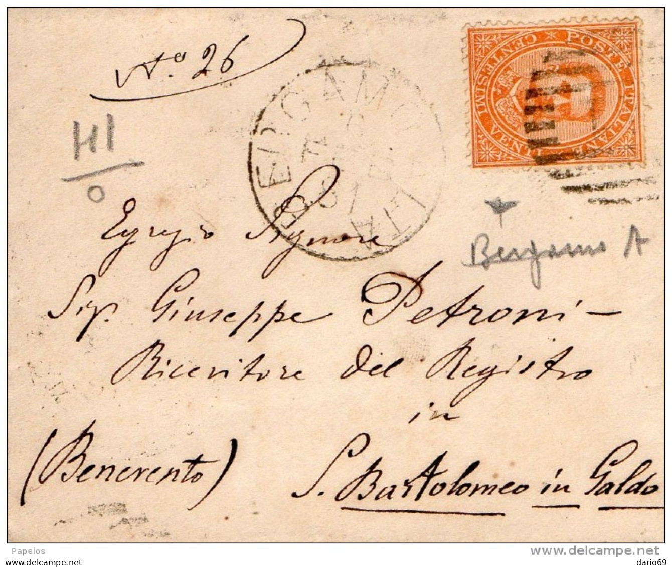 1881  LETTERA CON ANNULLO BERGAMO ALTA - Marcophilie