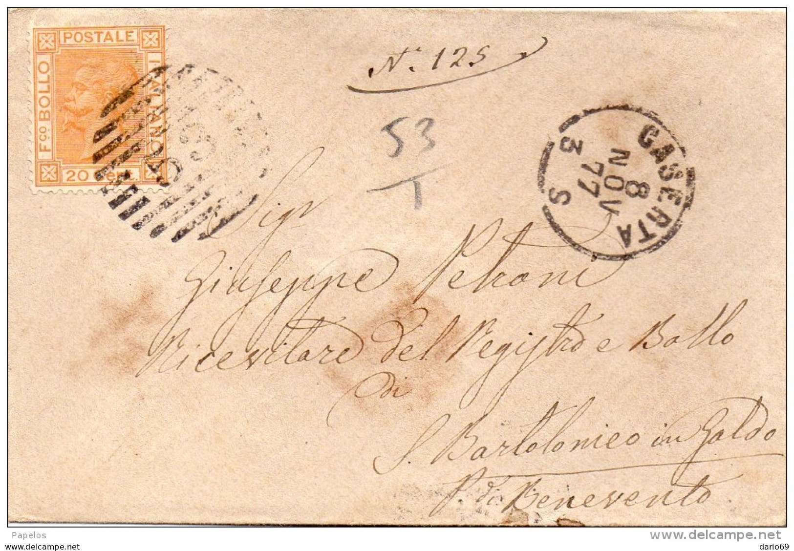 1877  LETTERA CON ANNULLO CASERTA - Marcofilie