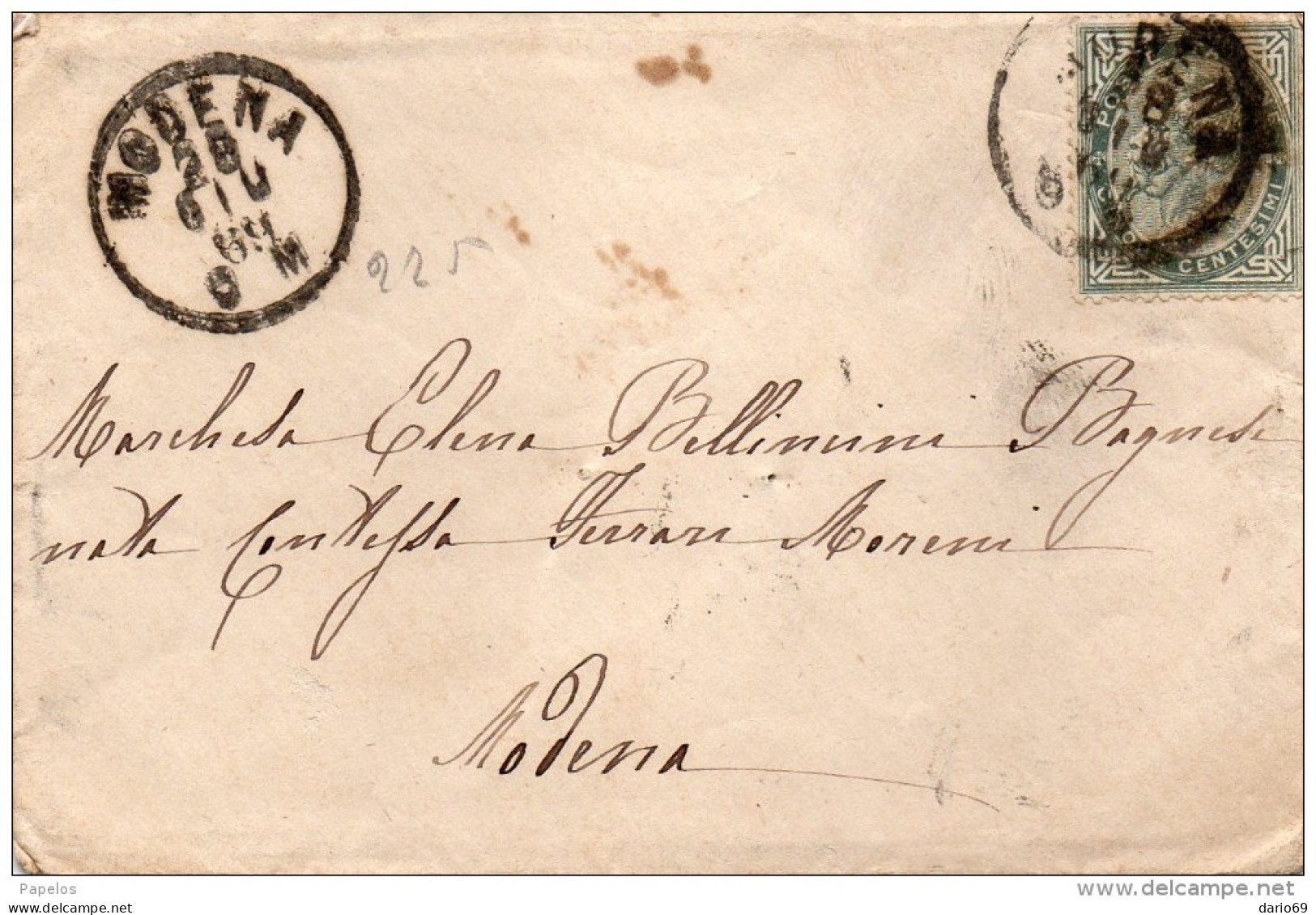 1869  LETTERA CON ANNULLO MODENA - Storia Postale