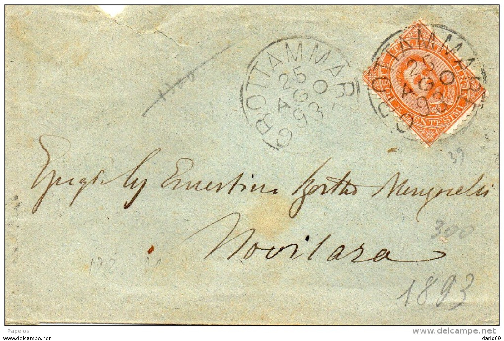 1893  LETTERA CON ANNULLO GROTTAMMARE ASCOLI PICENO - Marcofilía