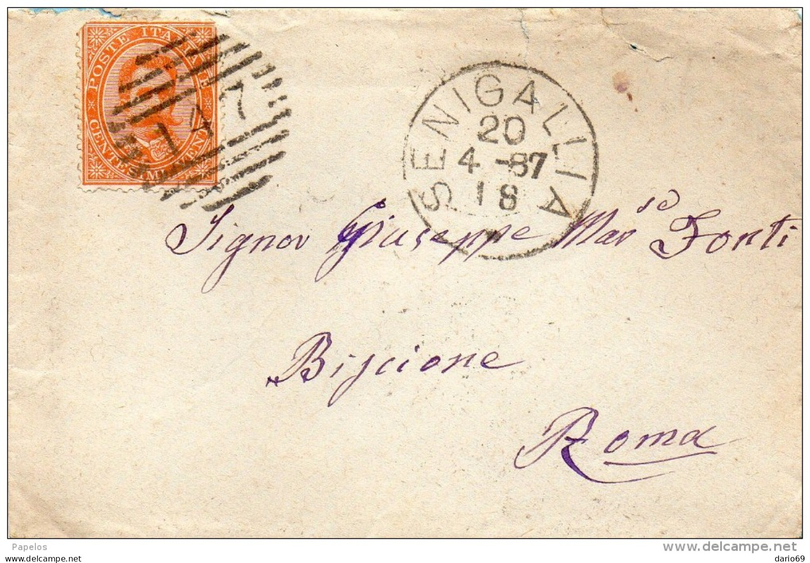 1887  LETTERA CON ANNULLO SENIGALLIA - Storia Postale