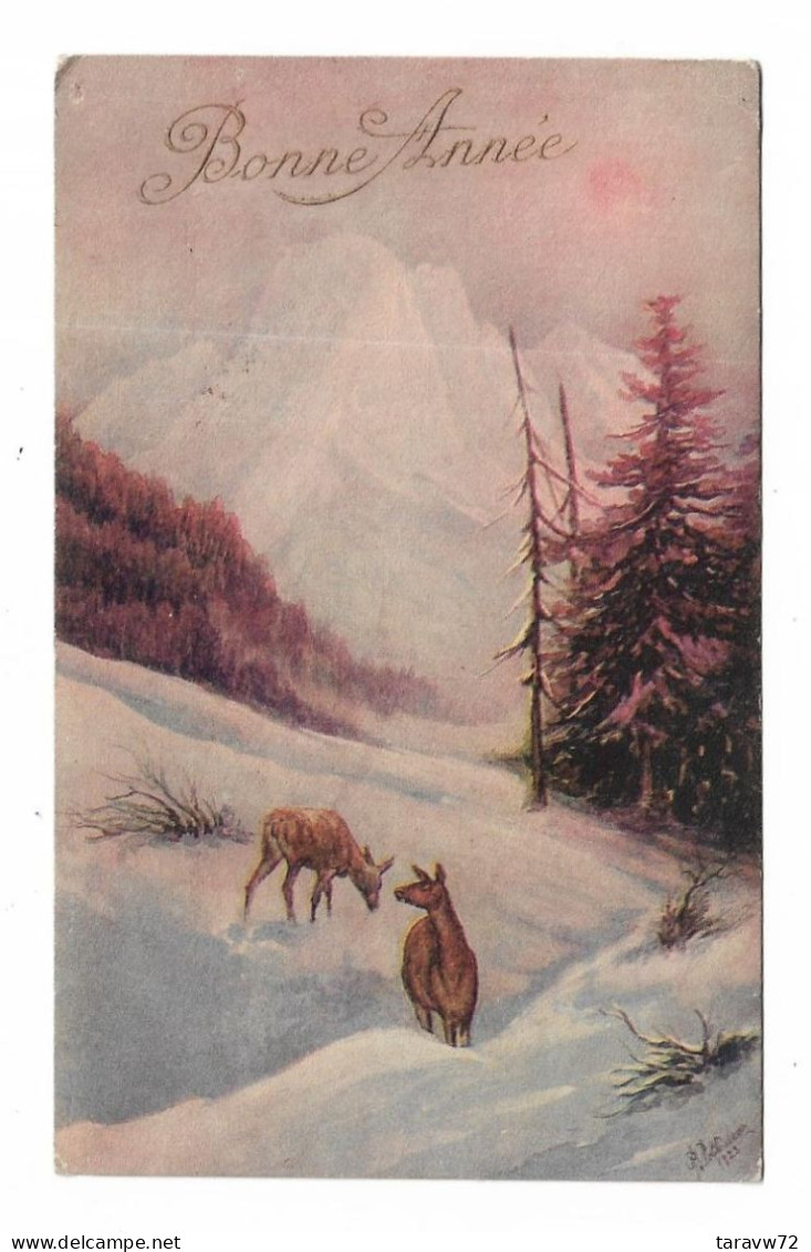 CPA BONNE ANNEE / BICHES - PAYSAGE HIVERNAL MONTAGNARD - Ecrite En 1924 - Año Nuevo