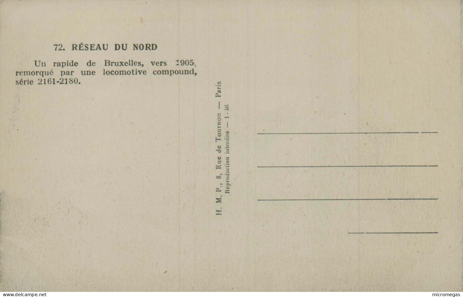 Réseau Du Nord - Un Rapide De Bruxelles, Vers 1905 - Eisenbahnen