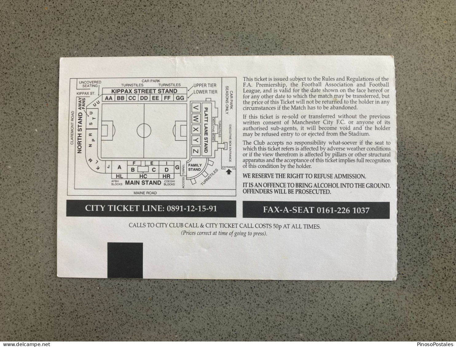 Manchester City V Wrexham 1998-99 Match Ticket - Tickets & Toegangskaarten