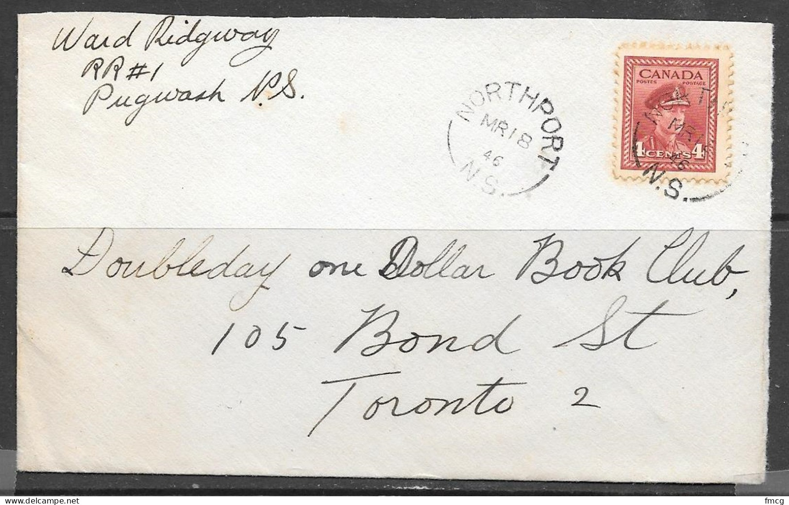 1946 4c King George In Uniform, Northport N.S. (MR 18 46) - Lettres & Documents