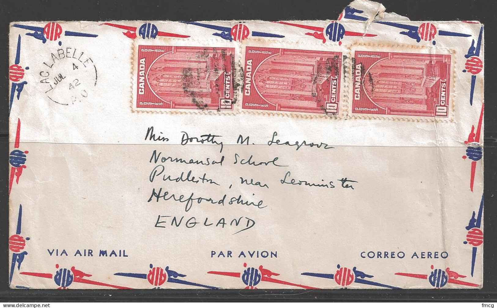 1942 LacLabelle PQ (Jul 4) To England - Storia Postale