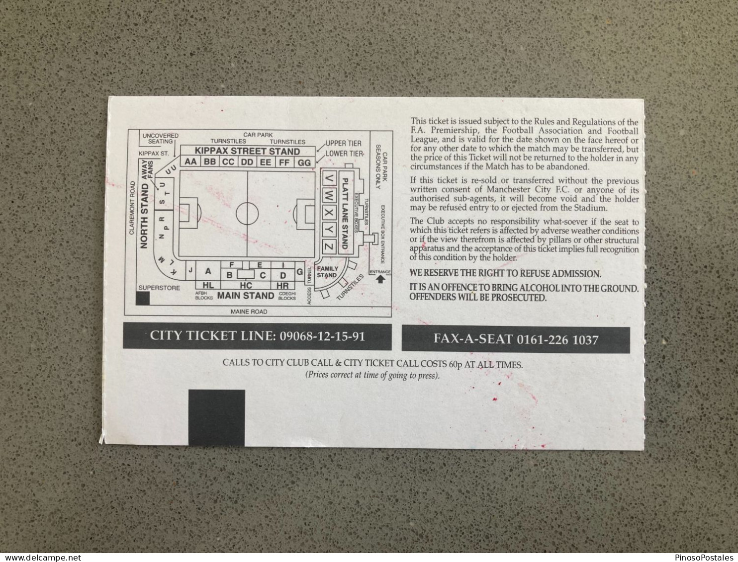 Manchester City V Nottingham Forest 1999-00 Match Ticket - Tickets D'entrée