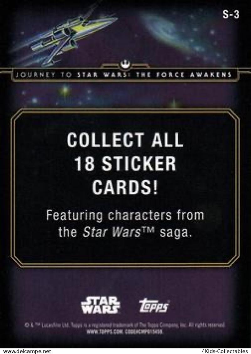 2015 Topps STAR WARS Journey To The Force Awakens "Character Stickers" S-3 Princess Leia - Star Wars