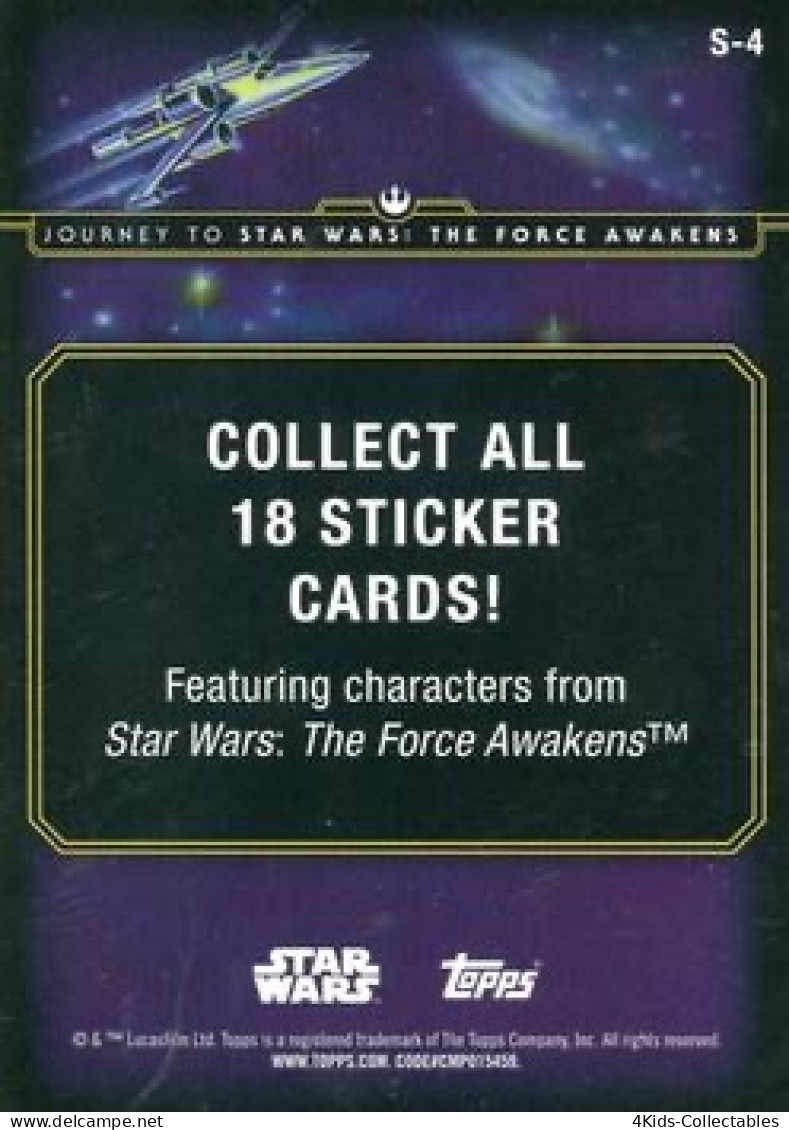 2015 Topps STAR WARS Journey To The Force Awakens "Character Stickers" S-4 Rey - Star Wars