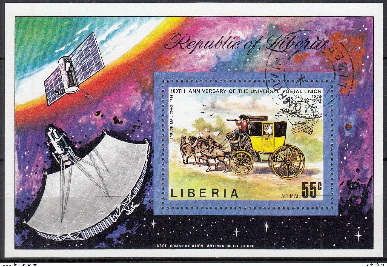 LIBERIA  Block 70 A, Gestempelt, 100 Jahre Weltpostverein (UPU), 1974 - Liberia