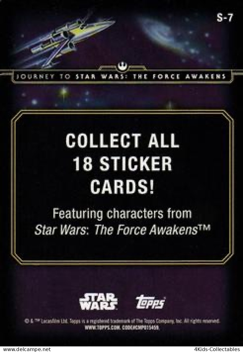 2015 Topps STAR WARS Journey To The Force Awakens "Character Stickers" S-7 Chewbacca - Star Wars