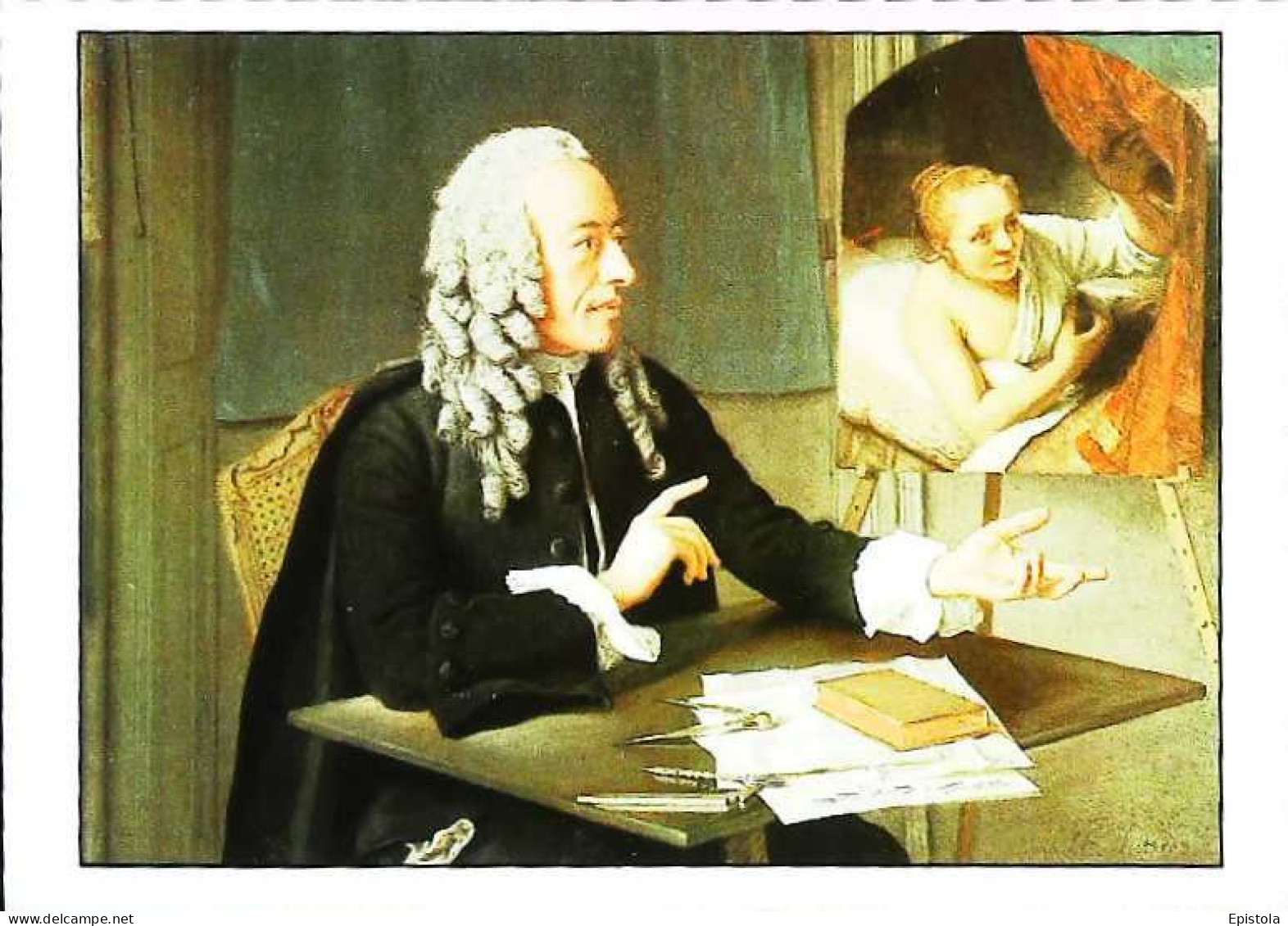 ►  Liotard Portrait De François Tronchin Instrument Géométrie  Compas - Peintures & Tableaux