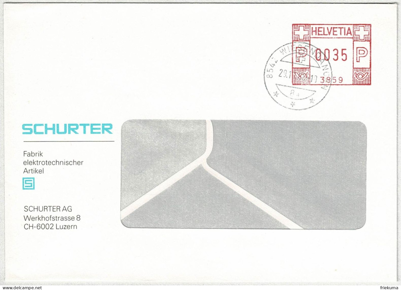 Schweiz 1988, Briefumschlag Freistempel / EMA / Meterstamp Schurter Luzern Wiesendangen - Frankiermaschinen (FraMA)