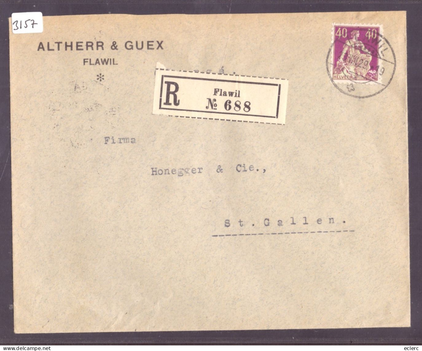 LETTRE A ENTÊTE RECOMMANDEE - ALTHERR & GUEX - - Brieven En Documenten