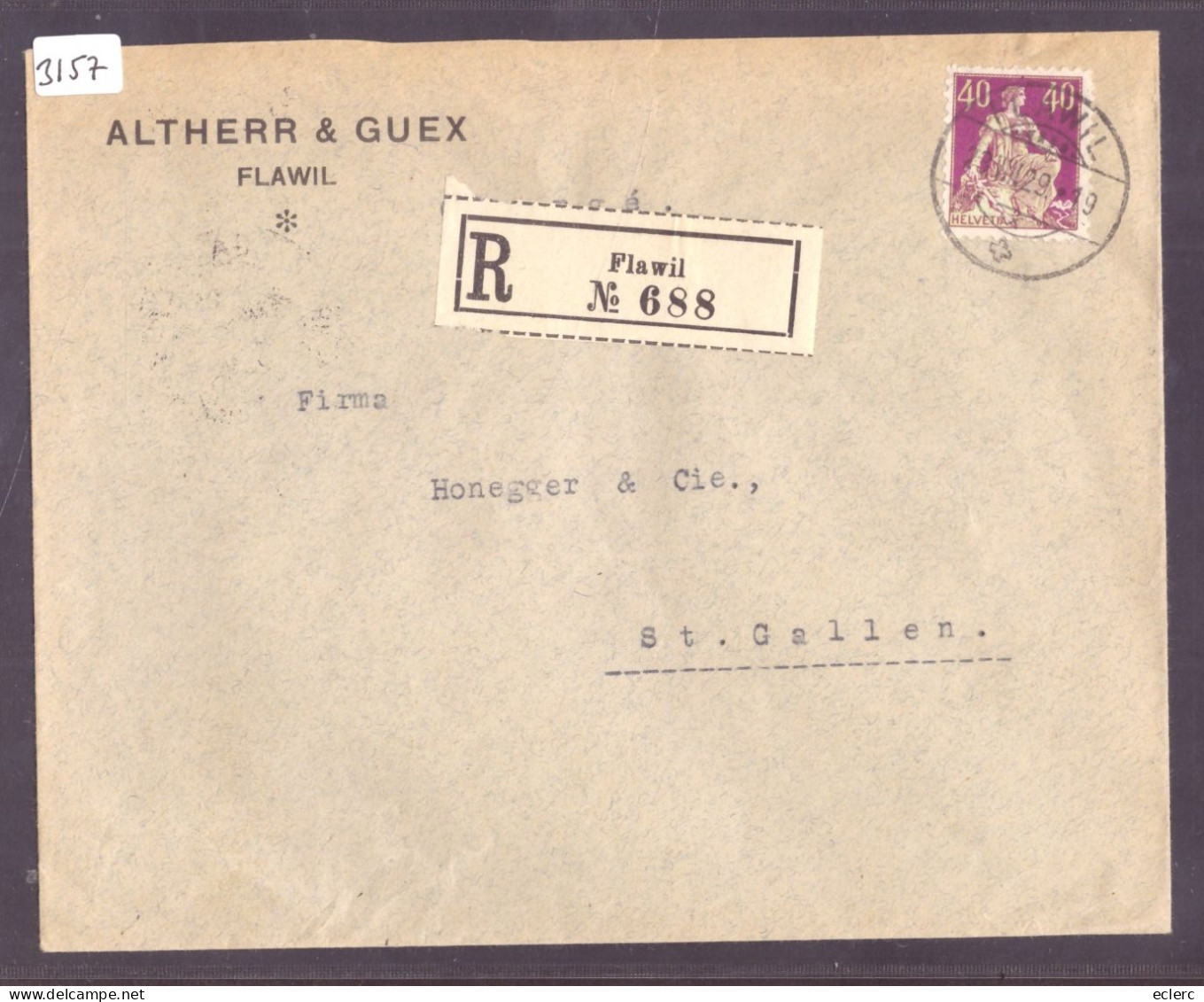 LETTRE A ENTÊTE RECOMMANDEE - ALTHERR & GUEX - - Cartas & Documentos