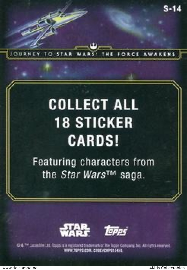 2015 Topps STAR WARS Journey To The Force Awakens "Character Stickers" S-14 Darth Vader - Star Wars