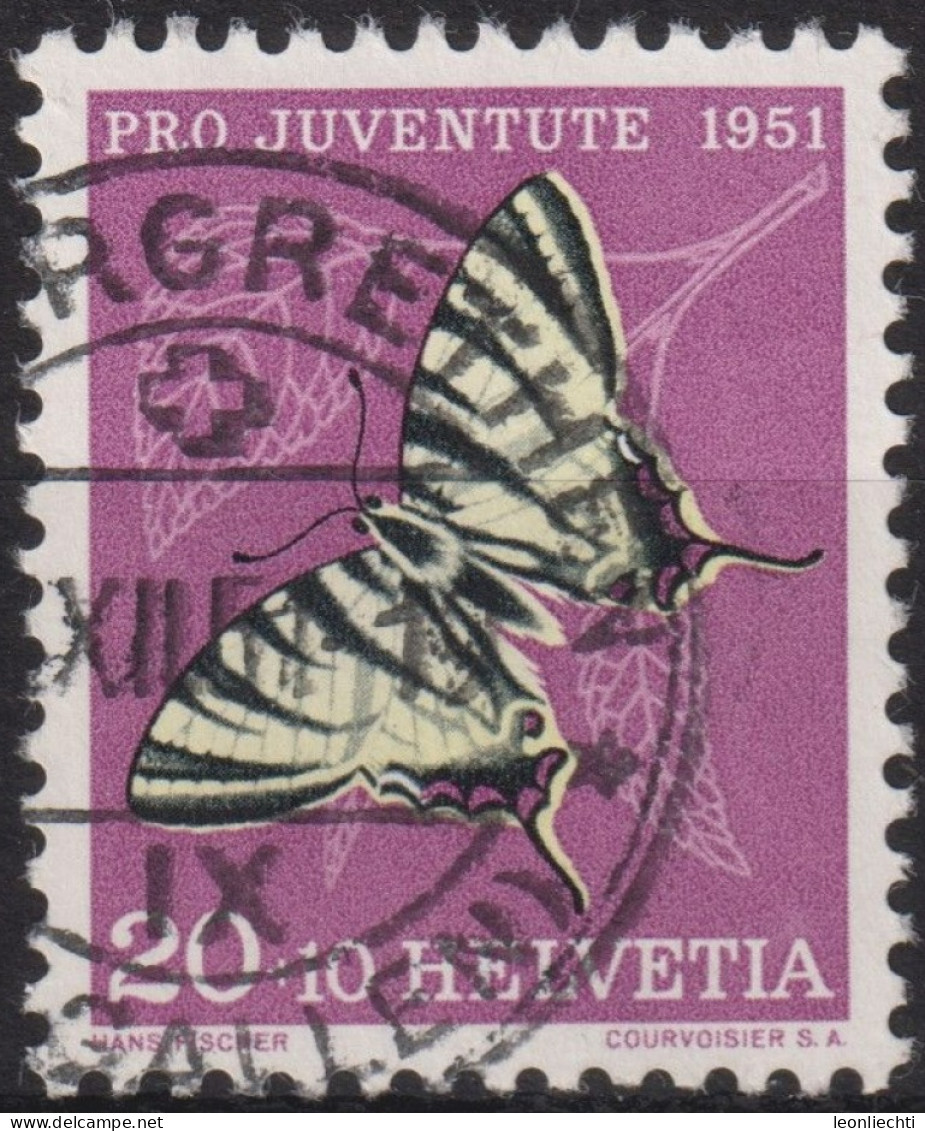1951 Schweiz Pro Juventute ° Zum:CH J140,Yt:CH 514, Mi:CH 563, Segelfalter, Insekten - Gebraucht