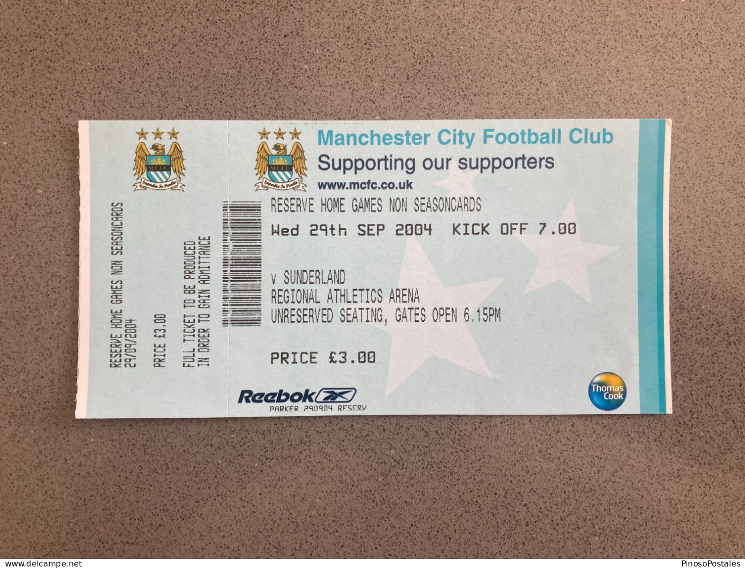 Manchester City Reserves V Sunderland Reserves 2004-05 Match Ticket - Eintrittskarten