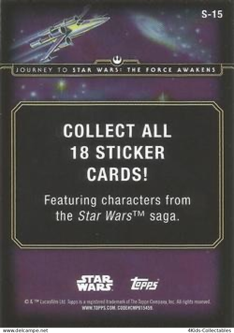 2015 Topps STAR WARS Journey To The Force Awakens "Character Stickers" S-15 Boba Fett - Star Wars