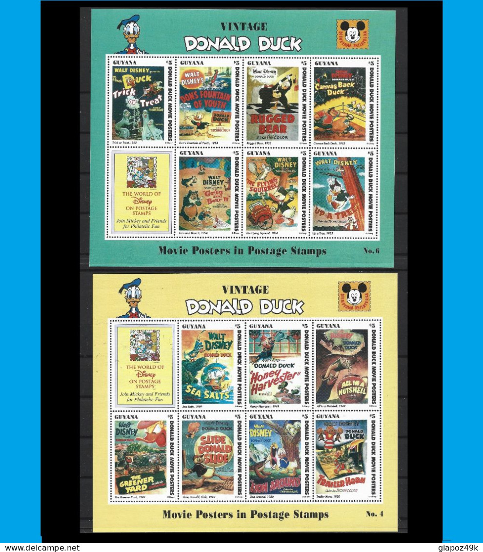 ● GUYANA 1993 1996 ֎ THE WORLD Of Disney ● VINTAGE DONALD DUCK N.° 4 E 6 ● 2 BF Di 7 Valori ● Paperino ● - Guyane (1966-...)