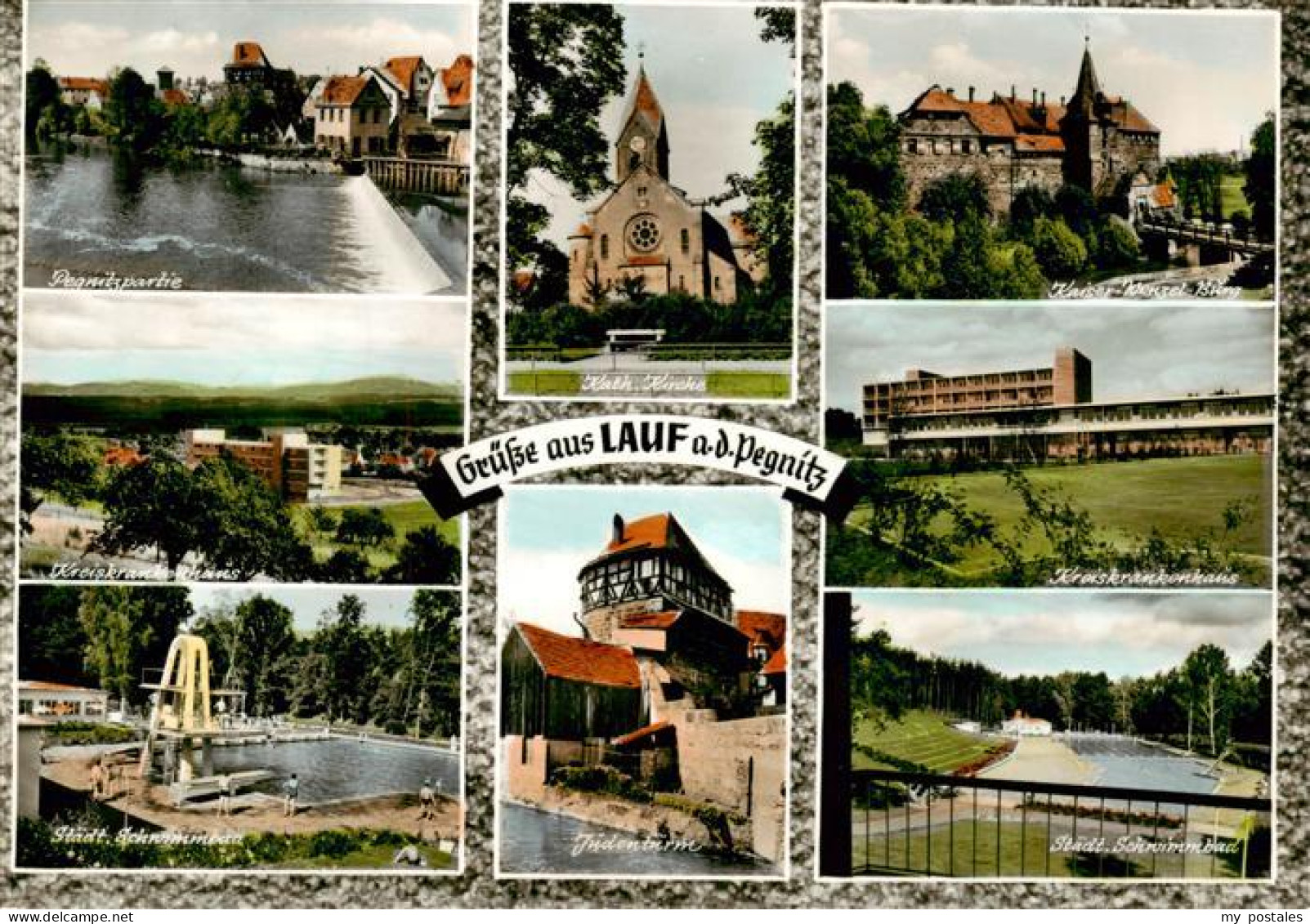 73884448 Lauf Pegnitz Pegnitzpartie Kreiskrankenhaus Kath Kirche Kaiser Wenzel B - Lauf