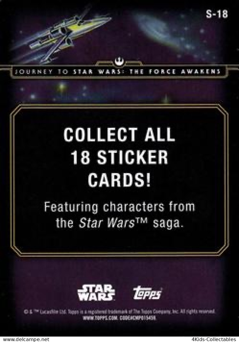 2015 Topps STAR WARS Journey To The Force Awakens "Character Stickers" S-18 Yoda - Star Wars