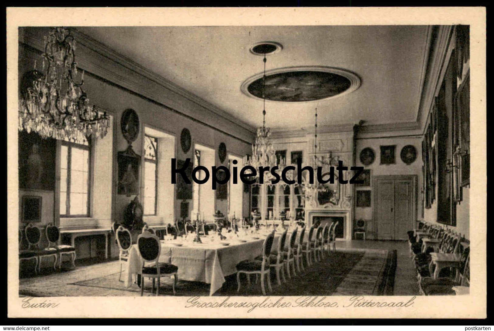 ALTE POSTKARTE EUTIN GROSSHERZOGLICHES SCHLOSS RITTERSAAL SAAL PORTRÄT KRONLEUCHTER Ansichtskarte AK Cpa Postcard - Eutin