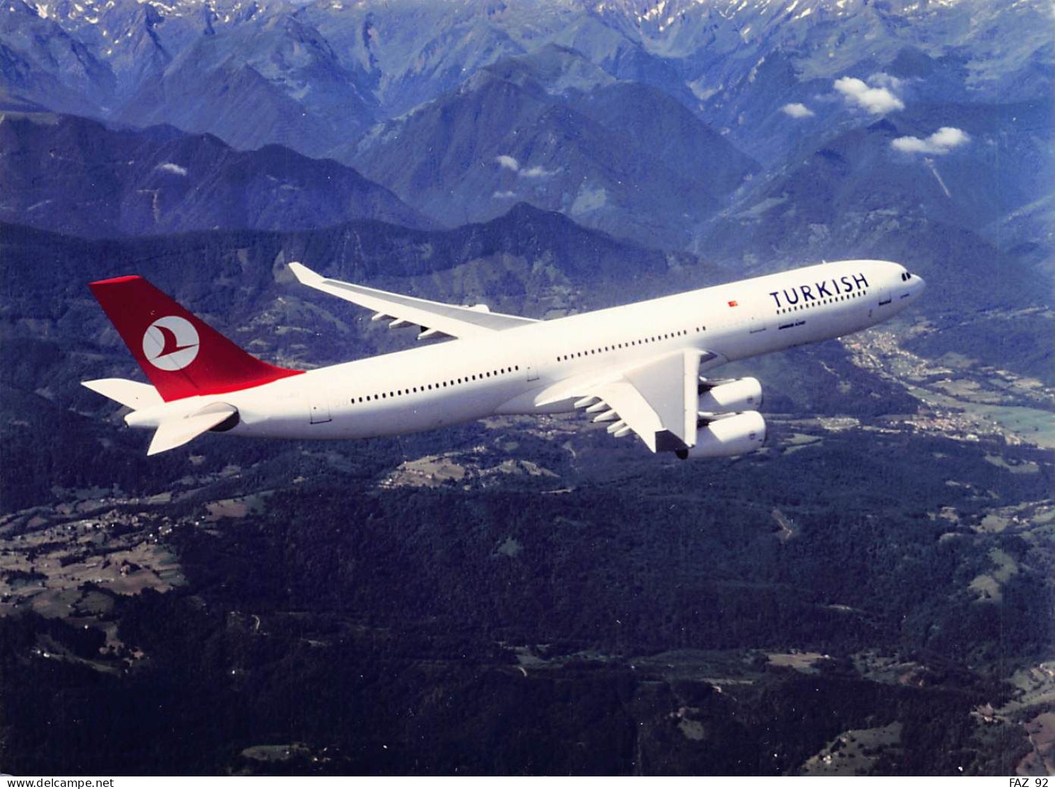 Airbus A340 In Turkish Airlines Colours - 180 X 130 Mm. - Photo Presse Originale - Aviation