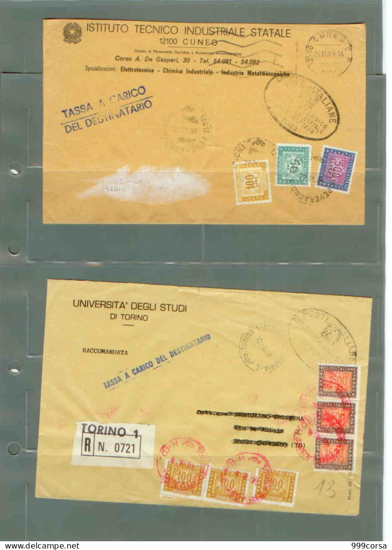 Italia, Tassa A Carico, 6 Buste (3 Raccomandate), Segnatasse 50, 100, 500, 900, 1500 (321) 3 Scan - Postage Due