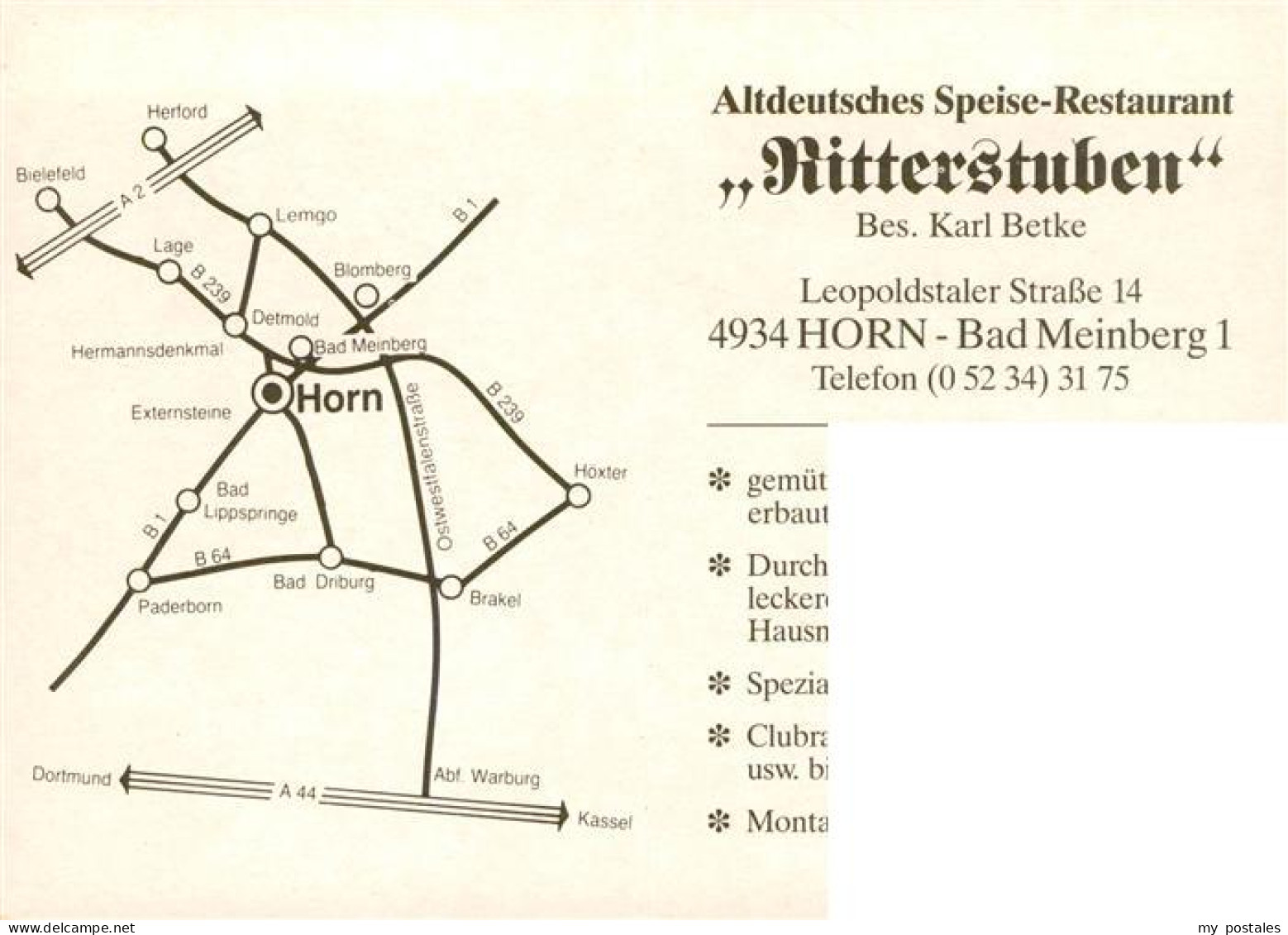 73884392 Horn-Bad Meinberg Altdeutsches Speiserestaurant Ritterstuben Fachwerkha - Bad Meinberg