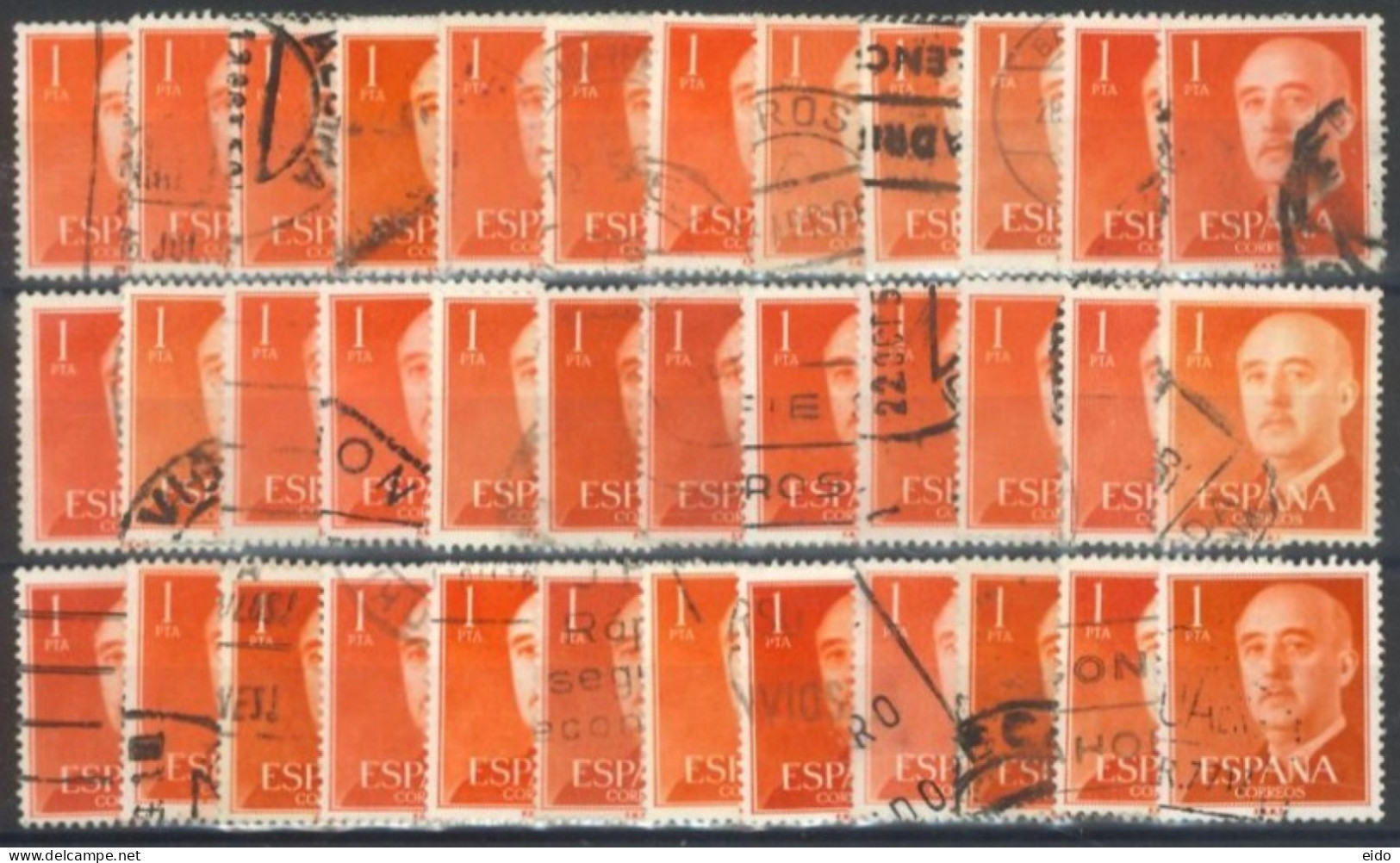 SPAIN- 1954/56, GENERAL FRANCO STAMP QTY : 36 REDUSED SPECIAL PRICE # 825, USED. - Usati