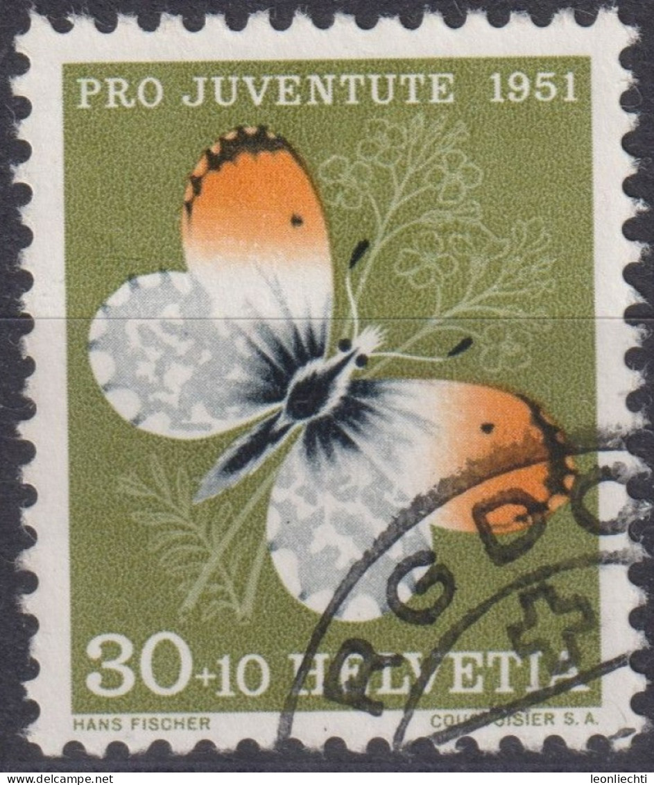 1951 Schweiz Pro Juventute ° Zum:CH J141,Yt:CH 515, Mi:CH 564, Aurorafalter, Insekten - Used Stamps