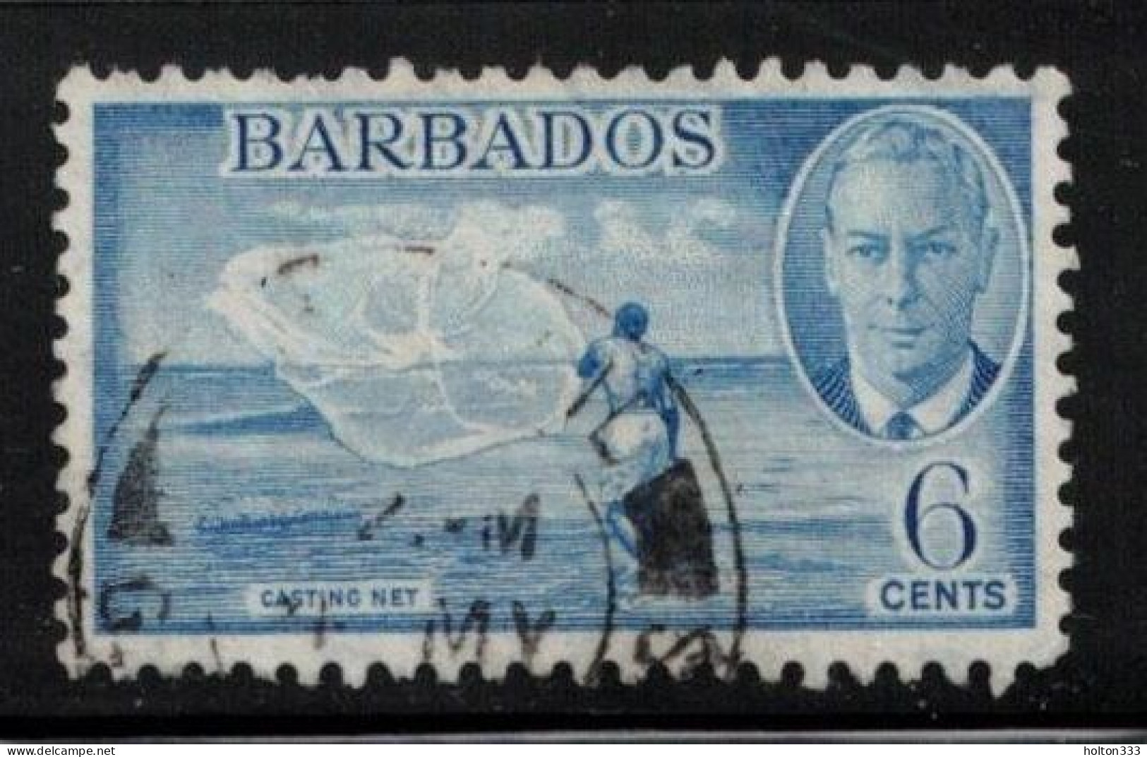 BARBADOS Scott # 220 Used - KGVI & Casting Net - Barbados (...-1966)