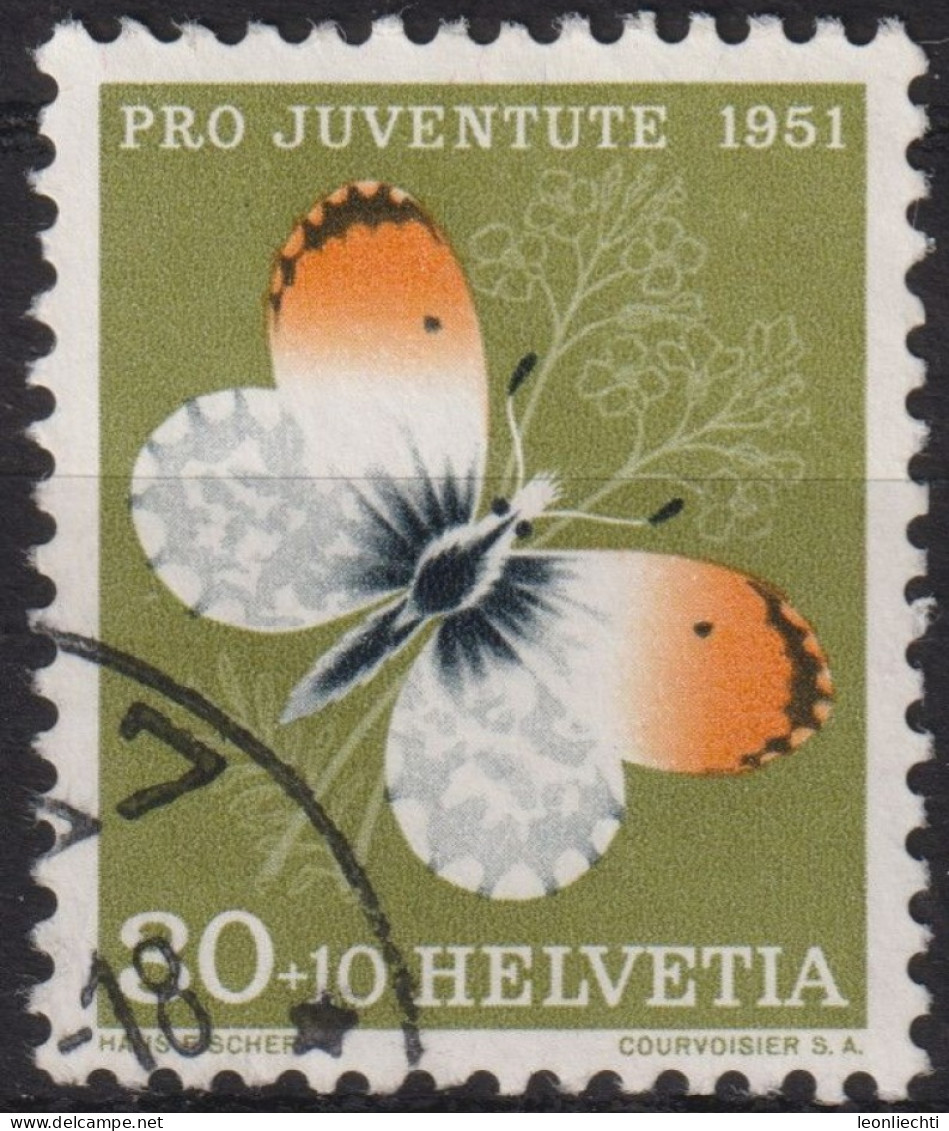 1951 Schweiz Pro Juventute ° Zum:CH J141,Yt:CH 515, Mi:CH 564, Aurorafalter, Insekten - Used Stamps